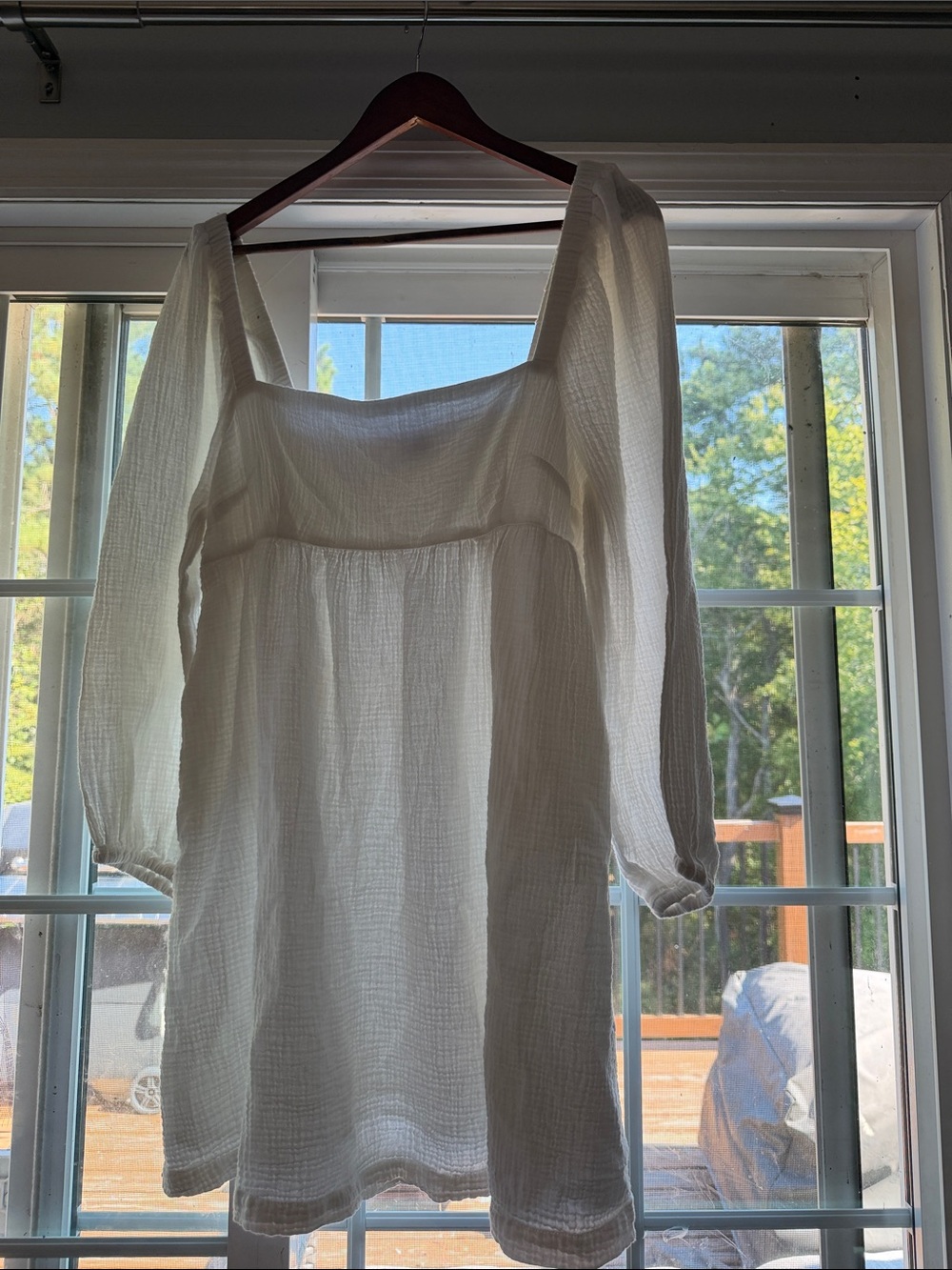 J. Crew White Mini Gauze Square-Neck Dress